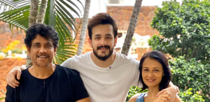 Akhil Akkineni With His Father And Mother