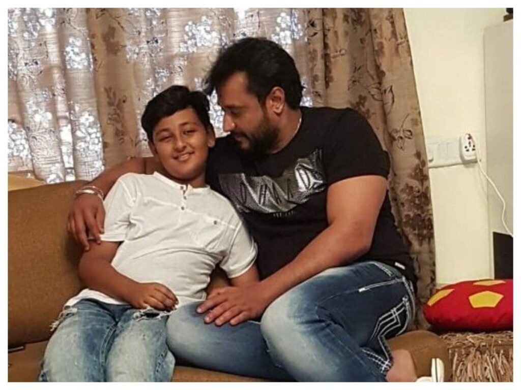 Darshan Thoogudeep With His Son