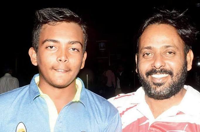 Prithvi Shaw With His Father