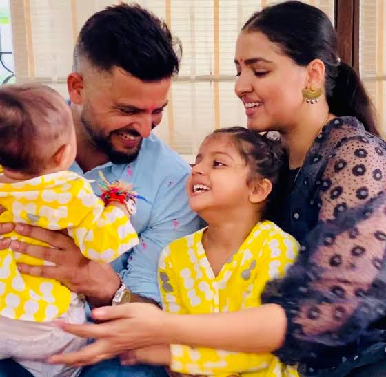 Suresh Raina With His Children's