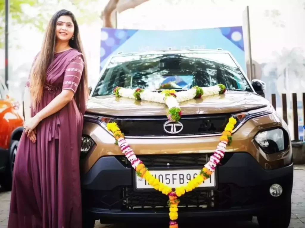 Veena Jagtap With Her car