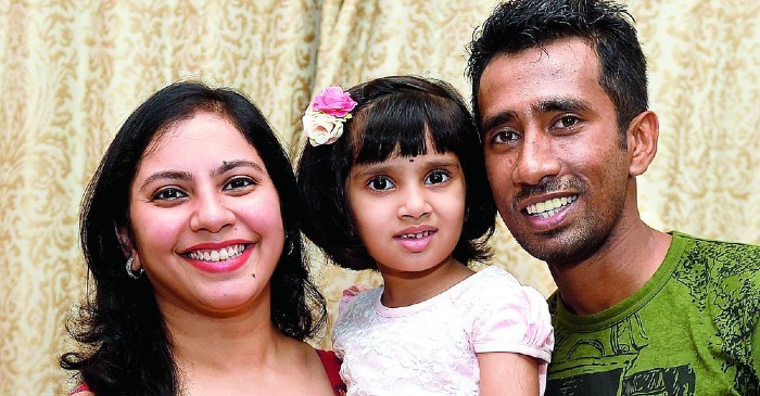 Wriddhiman Saha With His Wife And Daughter