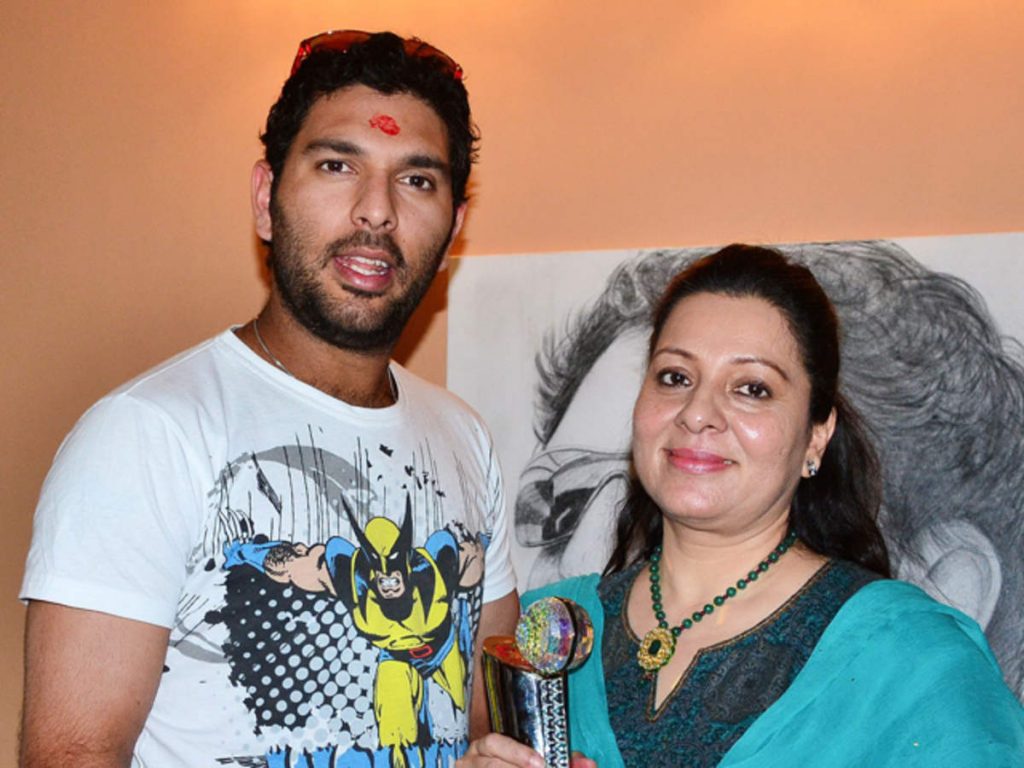 Yuvraj Singh With His Mother